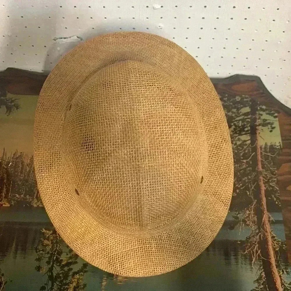 Vintage Pith Helmet Straw Safari Jungle Cruise Hat Ventilated Unisex 60s 70s - Picture 4 of 9